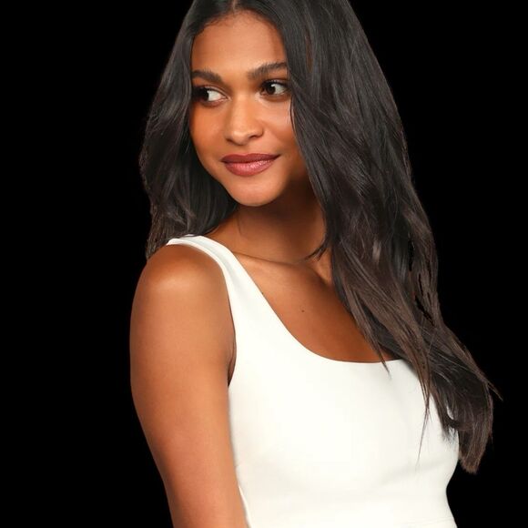 Lulus Only Tonight Jumpsuit Womens Small Ivory Two Piece Wide Leg Cocktail Vacay - Picture 4 of 14